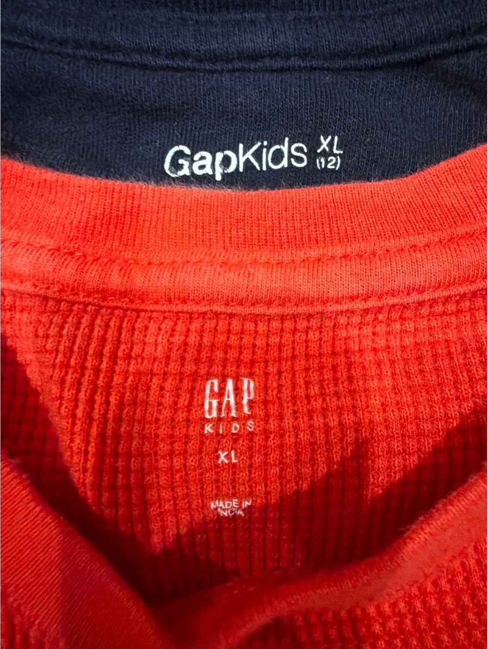 Gap Kids XL 12 years Long Sleeve Waffle Shirts Set Unisex Fall Winter Red Blue